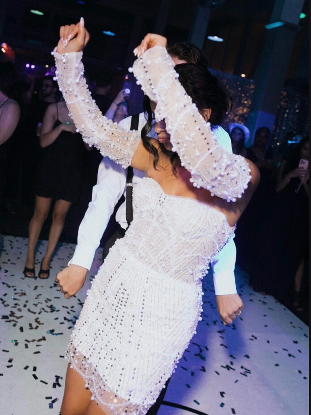 UNTAMED PETALS BY AMANDA JUDGE Amalfi Mini Dress - White Beaded Strapless